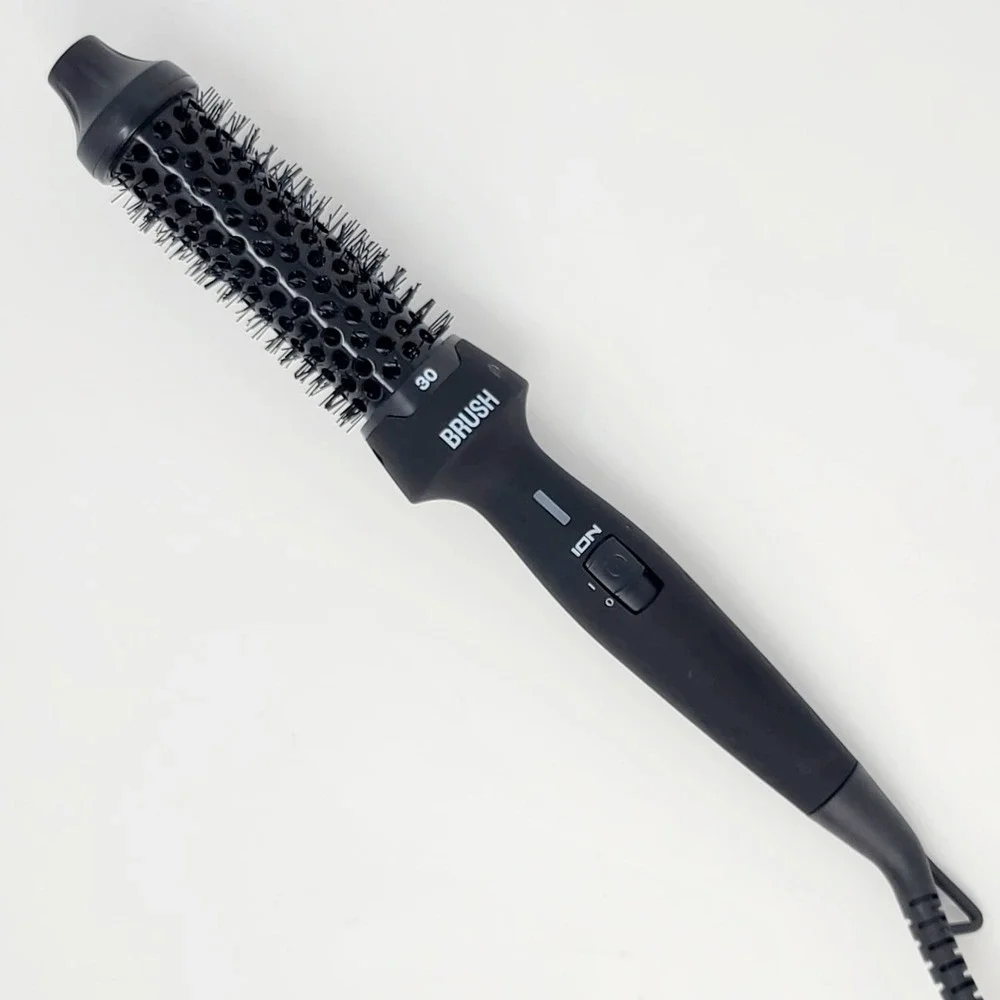 BRUSH 30mm Heated Curling Brush Ionic Ceramic Keratin Argan Oil Black Works